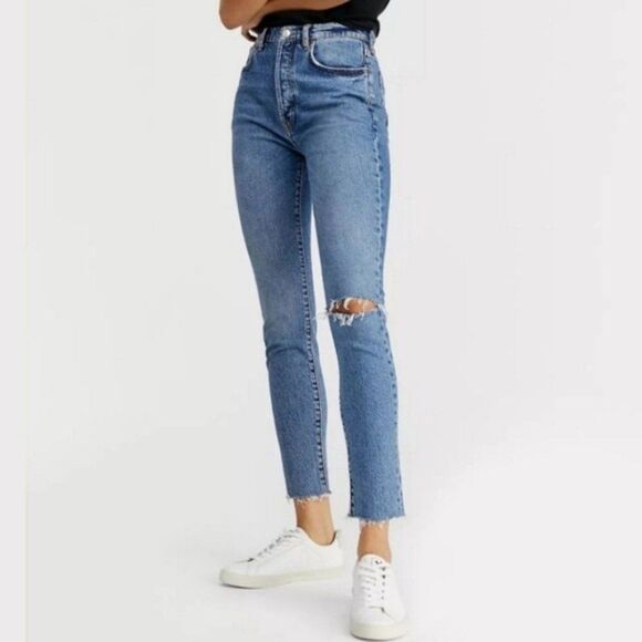 We The Free Denim - Free People We The Free Stella Button Fly High Rise Distressed Jeans